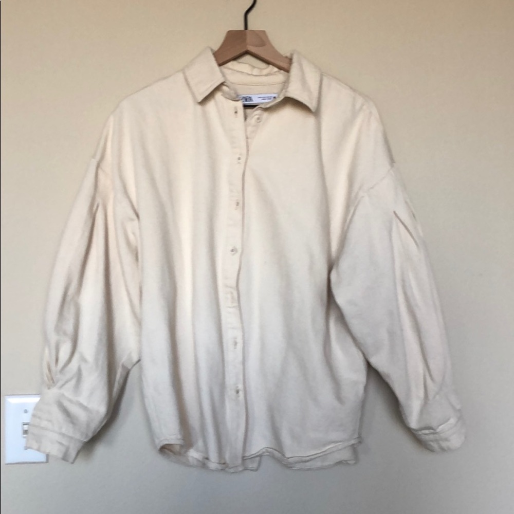 Zara open back cotton shirt jacket